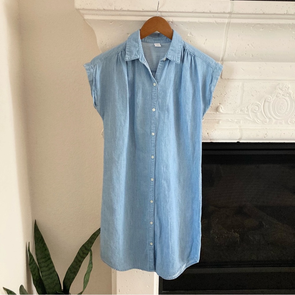 Light Blue Denim Chambray Shirt Dress Size XS - S